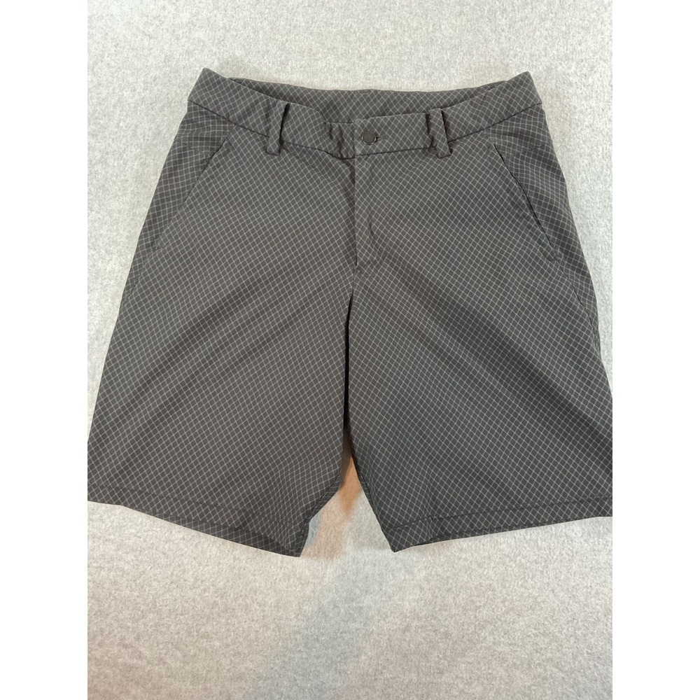 Lululemon Commission Shorts Mens 34 Grey Diamond Grid Golf Chino Shorts #585